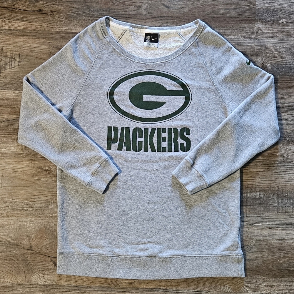 NFL Nike Gray‎ Packers Womens Wideneck Crewneck Sweater